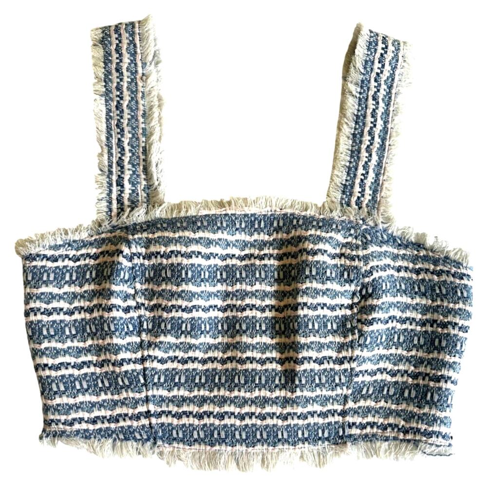 House of Harlow 1960 Striped Bustier Crop Top Smocked Size 6